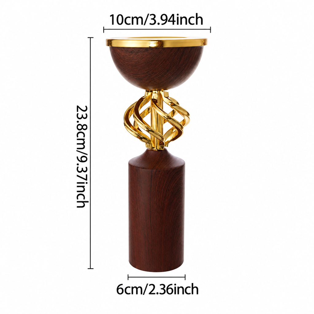 Wood-grain incense burner dimensions: height 23.8 cm, top diameter 10 cm, base diameter 6 cm