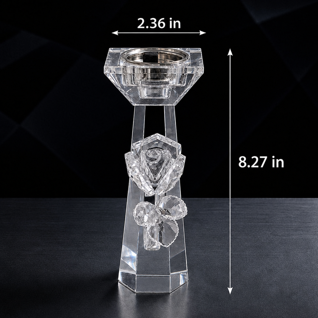 Clear incense burner dimensions: height 8.27 inches and width 2.36 inches